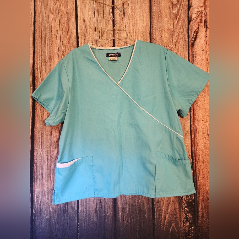 Womens XL Blue Scrub Top